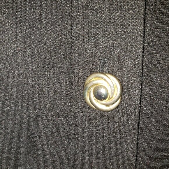 Ladies Vintage CARON Chicago Black Gold Button Front Dress W/Shoulder Pads-6 - Picture 5 of 5